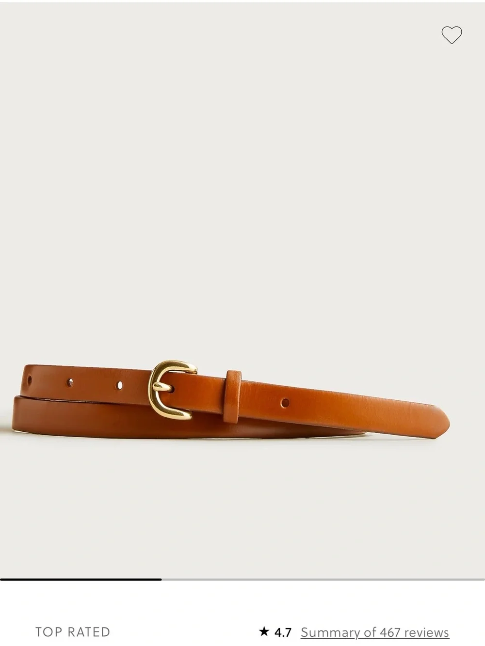 J.Crew Skinny Italian Leather Belt Cognac & Gold Buckle Medium NWOT - Picture 2 of 6
